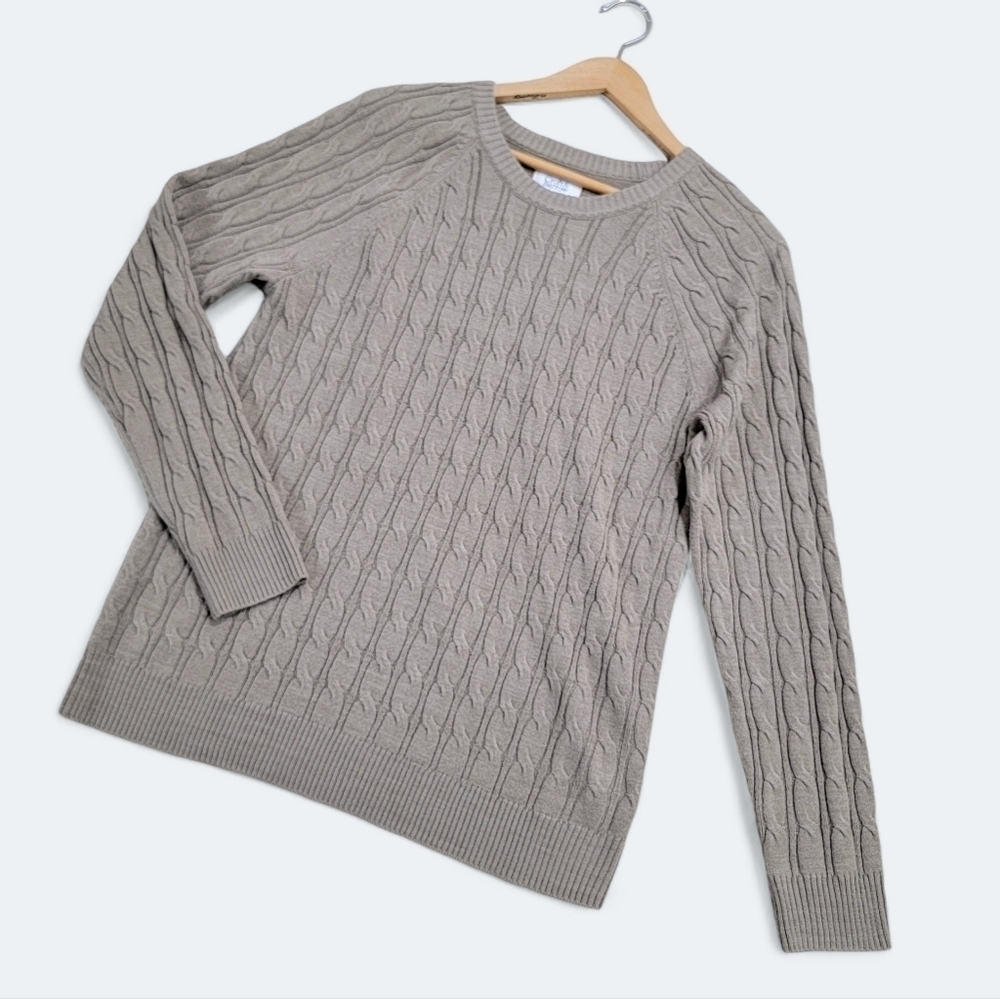 Croft & Barrow Crew Neck Sweater Long Sleeve Ribbed Tan Size Medium